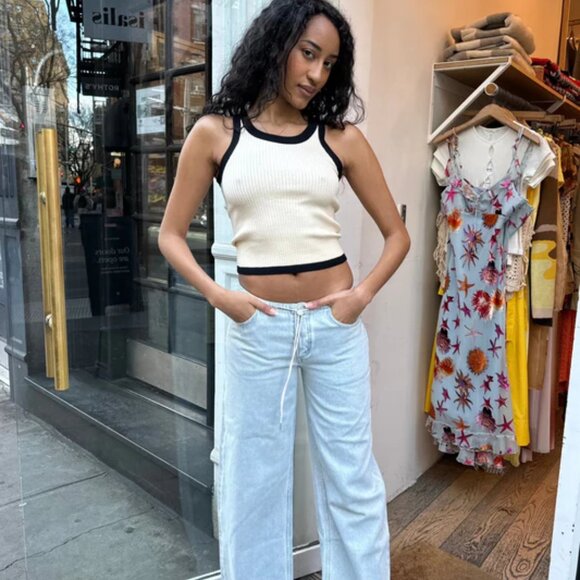 NWOT$285 Still Here Cool  Low-Rise Wide Legs Jeans - Cloud BLUE Sz29 - Picture 2 of 8